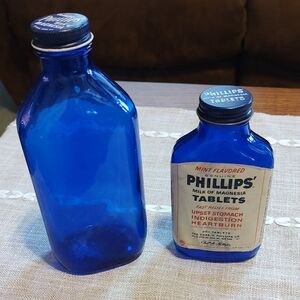 Vintage Phillips' Milk Of Magnesia Blue Jars